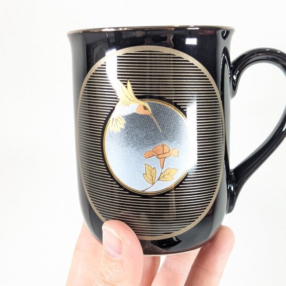 Vintage black OTAGIRI Japan Hummingbird mug set of 2 - Picture 7 of 9